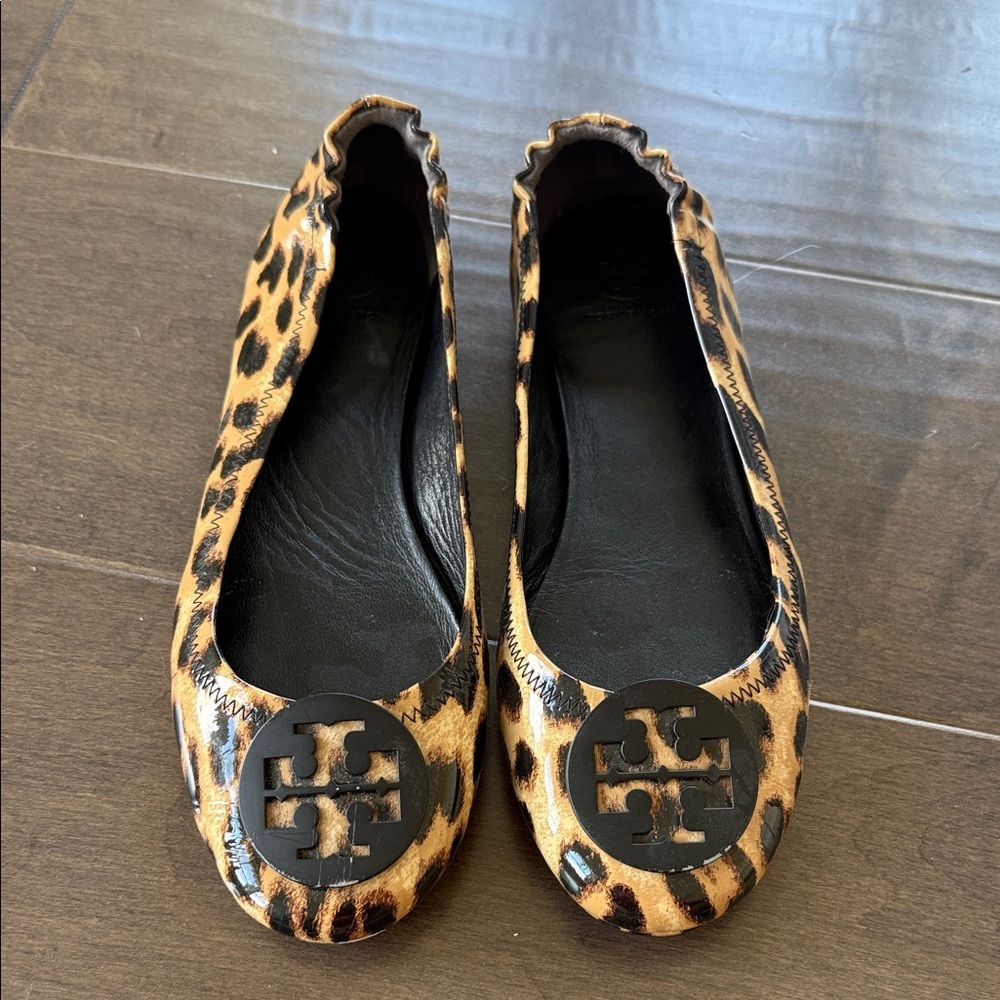 Tory Burch Animal Print Flats with Black Accents